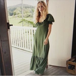 Doen Olive Dress in Green Martha’s Vineyard Print